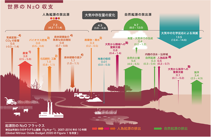 世界のN2Oの収支